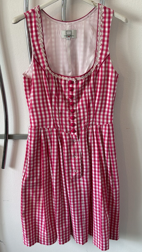 Damen Trachten Dirndl ärmellos rosa weiß kariert Gr. 34 v. Spieth & Wensky