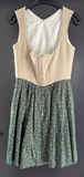 Damen Trachten Dirndl ärmellos beige, grün-weiß gemustert ca. Gr. 38