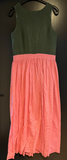 Damen Trachten Dirndl ärmellos Grün, Rosa gemustert ca. Gr. 38 v. Turi