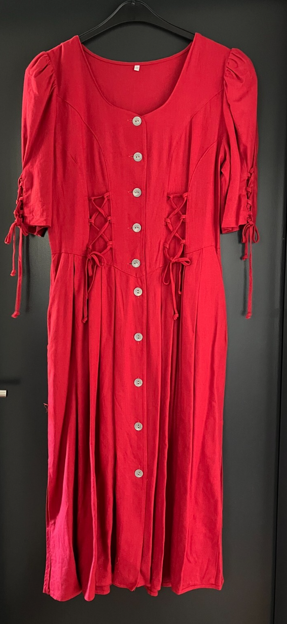 Damen Trachten Dirndl kurzarm Rot mit Schnürung ca. Gr. 38