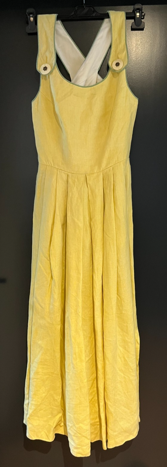 Damen Trachten Dirndl ärmellos Gelb, Grün ca. Gr. 36 v. Lodenfrey