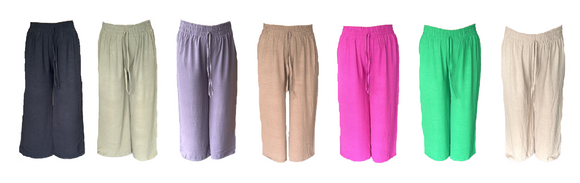 Damen Hose Schwarz Oliv Lila Braun Pink Grün Beige Gr. M/L XL/2XL