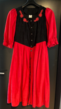 Damen Trachten Dirndl kurzarm Rot, Schwarz ca. Gr. 42