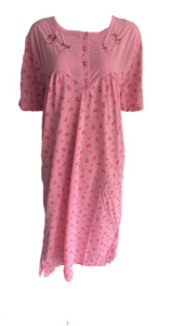 Damen Nachthemd Kurzarm mit Blumenmuster Apricot,Altrosa Gr. M, L, XL, 2XL