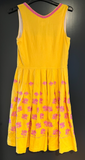 Damen Trachten Dirndl ärmellos Gelb, Rosa Stickerei Gr. 34 v. Almenrausch