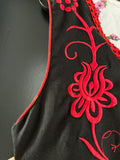 Damen Trachten Dirndl ärmellos Schwarz mit roter Stickerei ca. Gr. 40