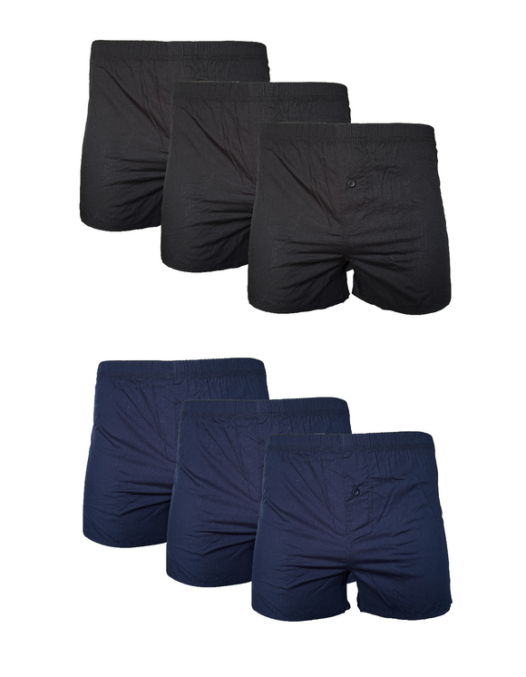 Herren Boxershorts 3er Pack Schwarz Navy Baumwolle Gr. S M L 2XL