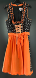 Damen Trachten Dirndl ärmellos schwarz orange mit Schürze Gr. 34 v. Fuchs