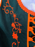 Damen Trachten Dirndl ärmellos m. Schürze Grün/Orange Gr. 40 v. Oscartrachten