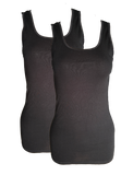 Damen Achselhemd 2er Pack Tanktop Weiß Schwarz Baumwolle 38 40 42 44 46 48 50