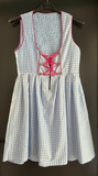 Damen Trachten Dirndl ärmellos hellblau-weiß kariert, rosa ca. Gr. 40