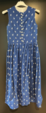 Kinder Trachten Dirndl ärmellos blau, weiß gemustert Gr. ca. 140