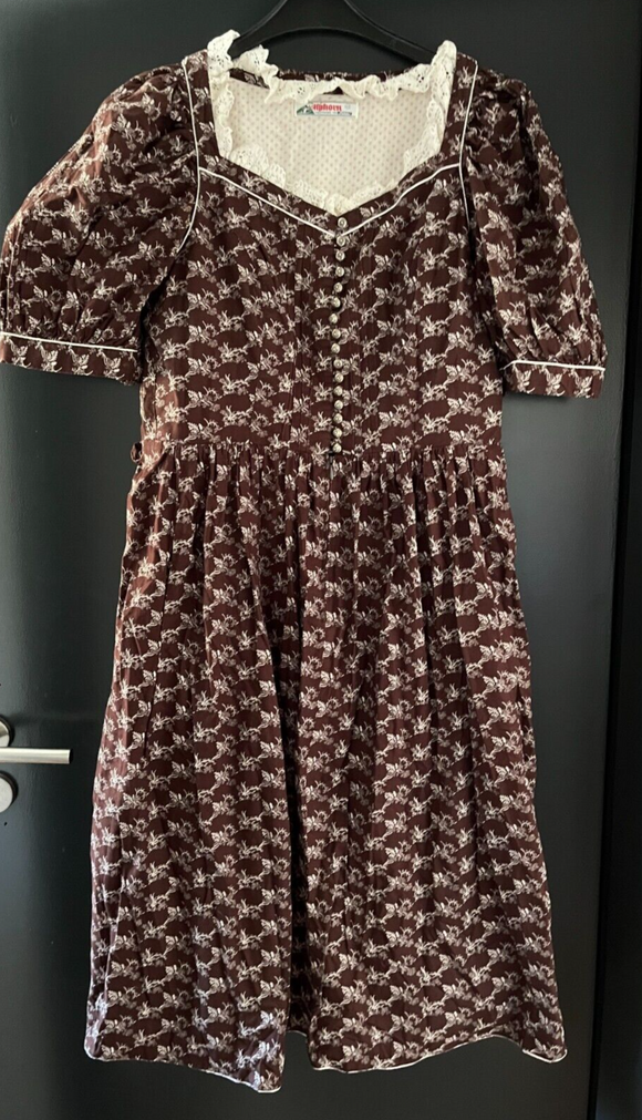 Damen Trachten Dirndl braun weiß gemustert Gr. 42 v. Adler