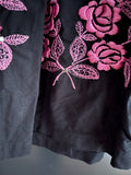 Damen Trachten Dirndl ärmellos Schwarz, Rosa Stickerei ca. Gr. 42 v. Oscar