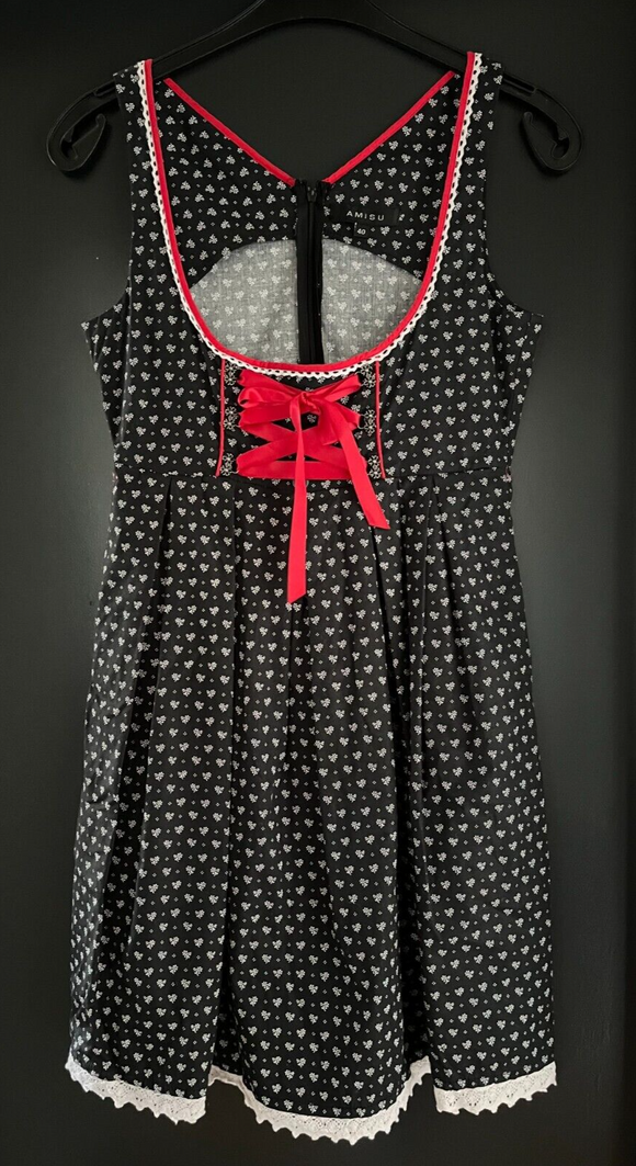 Damen Trachten Dirndl ärmellos schwarz weiß geblümt Gr. 40 v. Amisu
