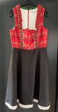 Damen Trachten Dirndl ärmellos Schwarz, Rot-Grün gemustert Gr. 40