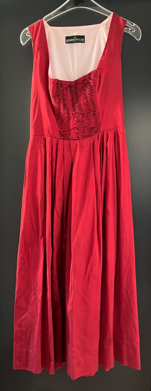 Damen Trachten Dirndl ärmellos Rot glänzend Gr. 40 v. Berwin & Wolff