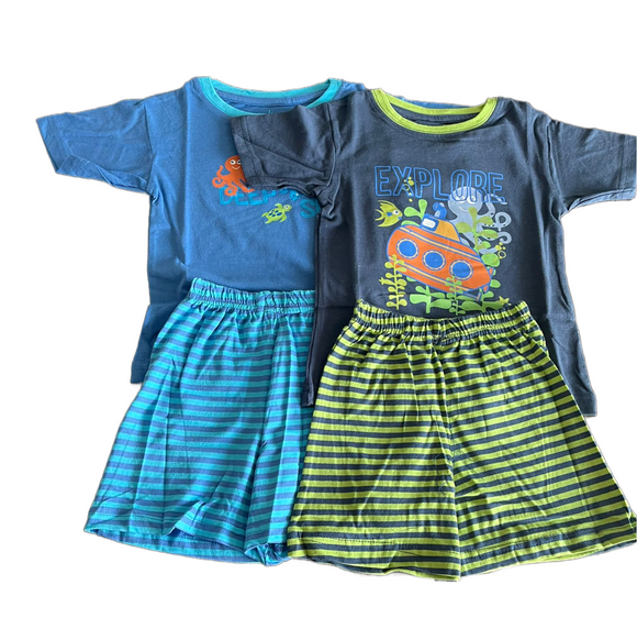 Jungen Pyjama Schlafanzug Kurzarm Navy, Blau Gr. 92/98 104/116  116/122