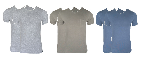 Herren T-Shirt 2er Pack Kurzarm Grau Grün Blau Gr. M