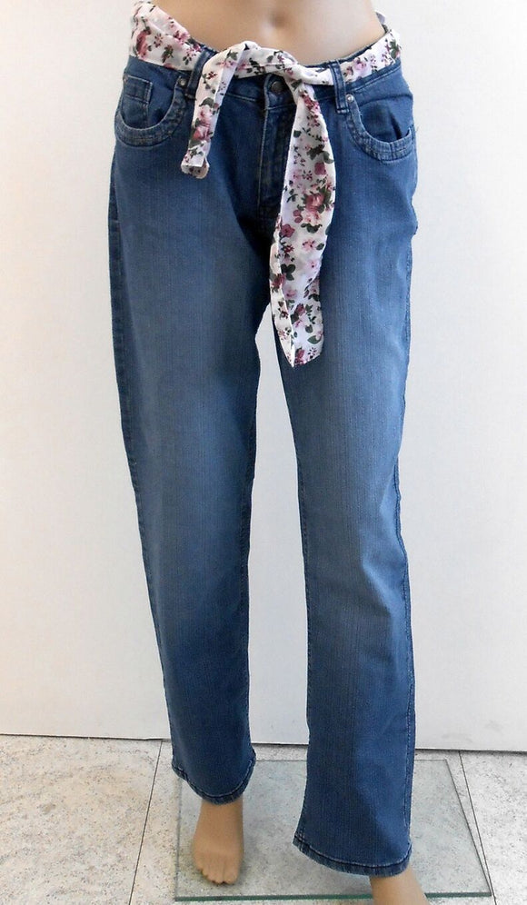 Damen Jeans blau mit Blumengürtel Gr. 42 NEU!!!
