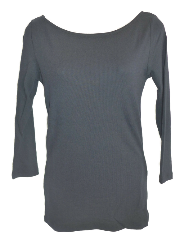 VILA Damen Shirt Langarm dunkelblau gerippt VIFALLS U-Ausschnitt Gr. XS, S, M