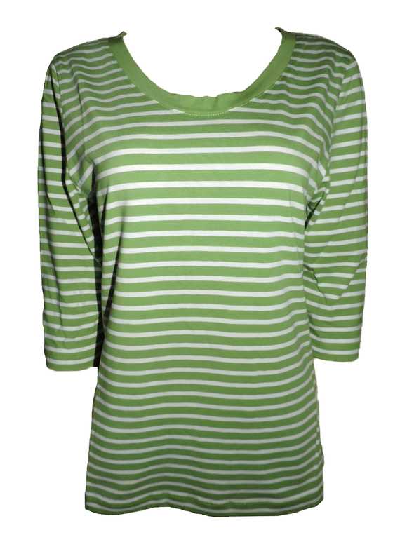 Joy Damen 3/4-Arm-Shirt Zaria grau/weiß oder grün/weiß gestreift 36 38 40 44 46