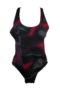 Damen Sport Badeanzug Schwarz/Pink Blau/Rot gemustert Gr. 34 38 46 NEU