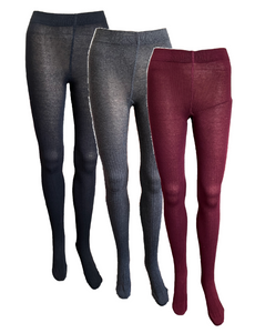 Damen Strumpfhose Rippstrick Schwarz Grau Rot Gr. 36/38 40/42 44/46