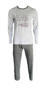 Herren Pyjama/Schlafanzug Hellgrau/Grau Gr. M