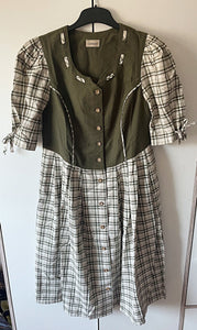 Damen Trachten Kleid Kurzarm Grün kariert ca. Gr. 40 v. C&A