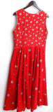 Damen Trachten Kleid ärmellos Leinen rot geblümt Gr. 42 v. Meico Landhaus Look
