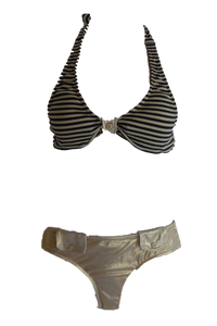 Damen Bikini Gold/Schwarz Gr. 36 38 40 42 44 NEU