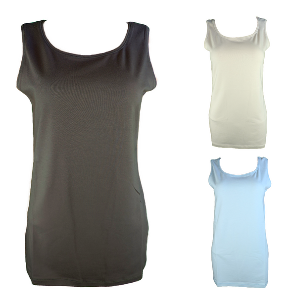 Capuccino Damen Top ärmellos Braun Beige Hellblau Gr. 36 38