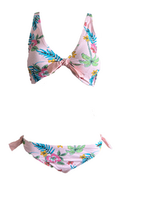 Bikini mit Blumenmuster in Rosa ohne Bügel Gr. 38