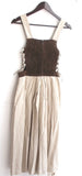 Damen Trachten Kleid ärmellos Oberteil Leder braun, Rock Leinen natur Gr. 34