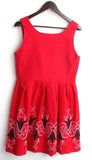 Damen Trachten Dirndl ärmellos rot m. Stickerei Gr. 42