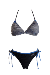 Damen Triangel Bikini Schwarz/Blau/Grau/Weiß gemustert Gr. 34 36 38 40 42 NEU