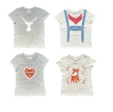 Kinder T-Shirt Kurzarm Grau/Reh, Weiß/Blau, Grau/Herz, Rosa/Bambi Gr. 110/116