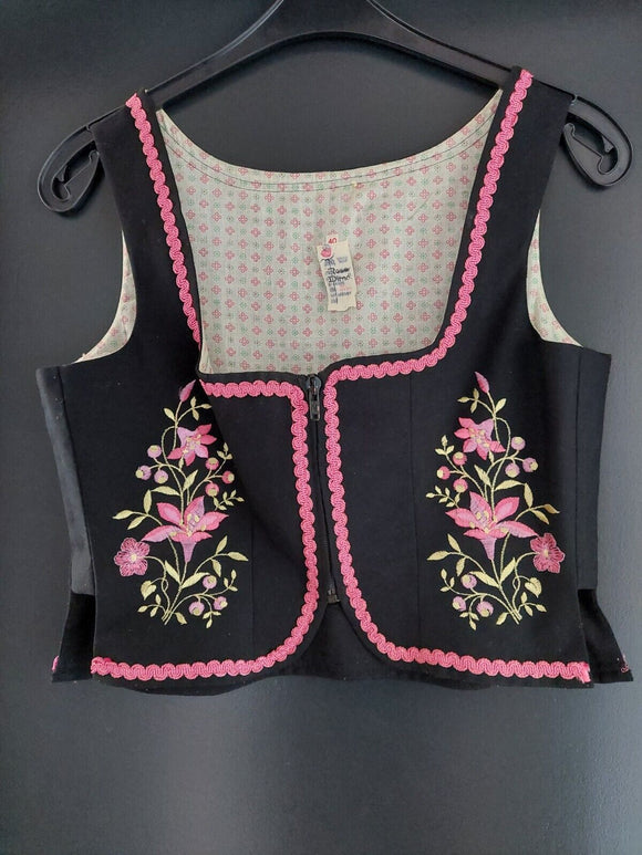 Damen Trachten Mieder/Oberteil Schwarz mit Stickerei Gr. 40 v. Rose-Dirndl