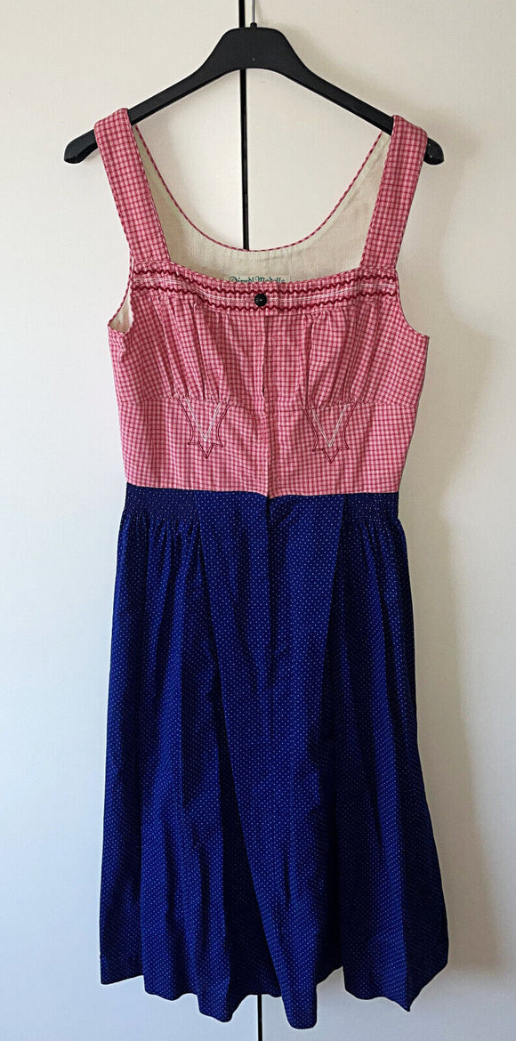 Damen Trachten Dirndl ärmellos Rosa/Blau Gr. 38 v. Herta Kraft