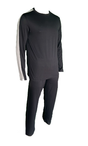Herren Pyjama/Schlafanzug Schwarz/Grau Gr. M, L, XL, 2XL
