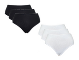 Damen Taillenslip Basic Unterhose 3er Pack Schwarz Weiß Baumwolle Gr. S M L XL
