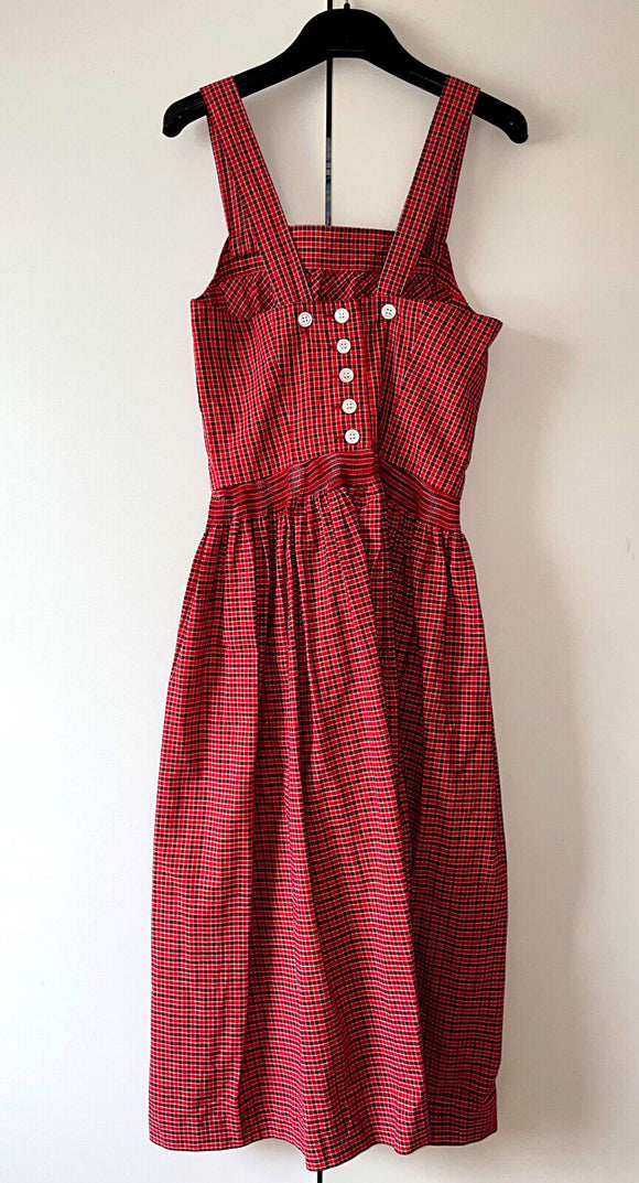 Damen Trachten Kleid ärmellos Rot/Grün Kariert Gr. 36 v. Edith Moden