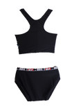 Damen Sport Bikini Schwarz/Rot/Weiß gemustert Gr. 36 38 40 42 44 Cup B NEU