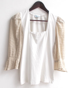 Damen Trachten Shirt weiß, Ärmel beige Gr. 36 v. Perry