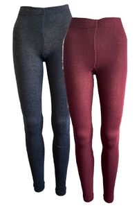 Damen Legging Rippstrick Grau Rot Gr. 36/38 40/42 44/46