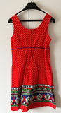 Damen Trachten Kleid ärmellos Rot gepunktet ca. Gr. 36