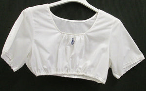 Damen Trachten Bluse weiß mit blauer Stickerei Gr. 36