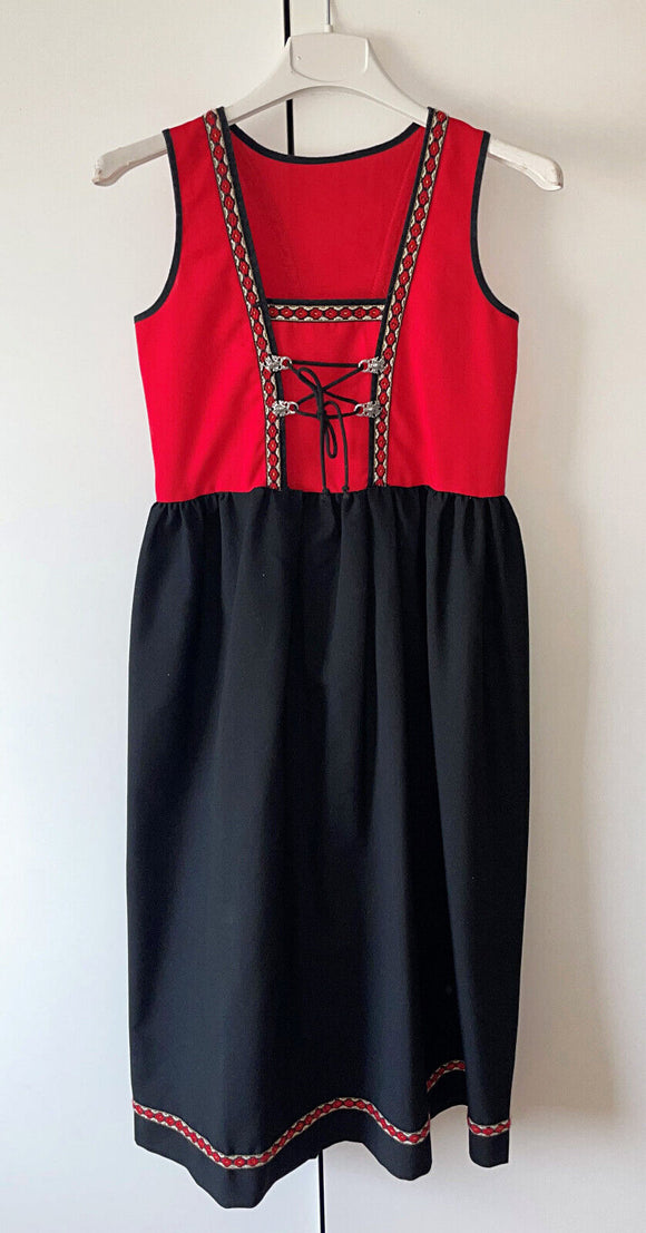 Damen Trachten Dirndl ärmellos Rot/Schwarz ca. Gr. 34