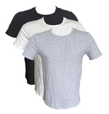 Herren Basic T-Shirt 3er Pack Kurzarm Weiß Schwarz Grau Bio-Baumwolle M L XL 2XL